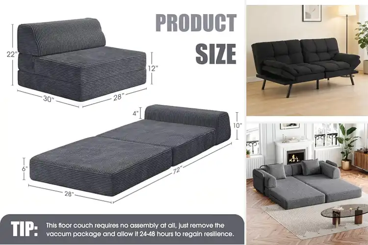 Detailed view of Best 72 Inch Memory Foam Futon Size