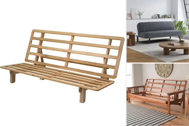 Detailed view of Best Convertible Wood Metal Frame Futons